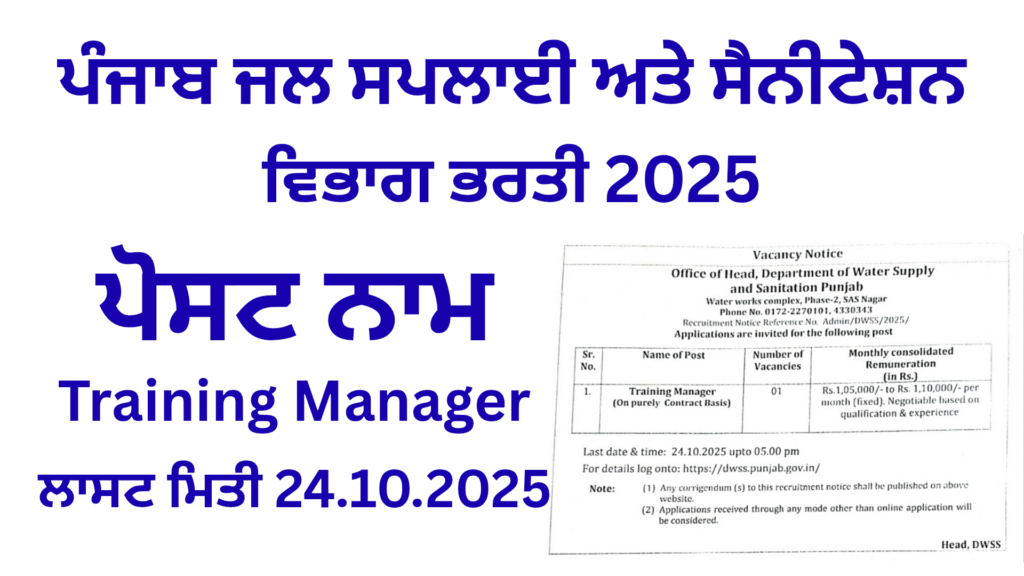 Punjab Water Supply and Sanitation Department Recruitment 2025